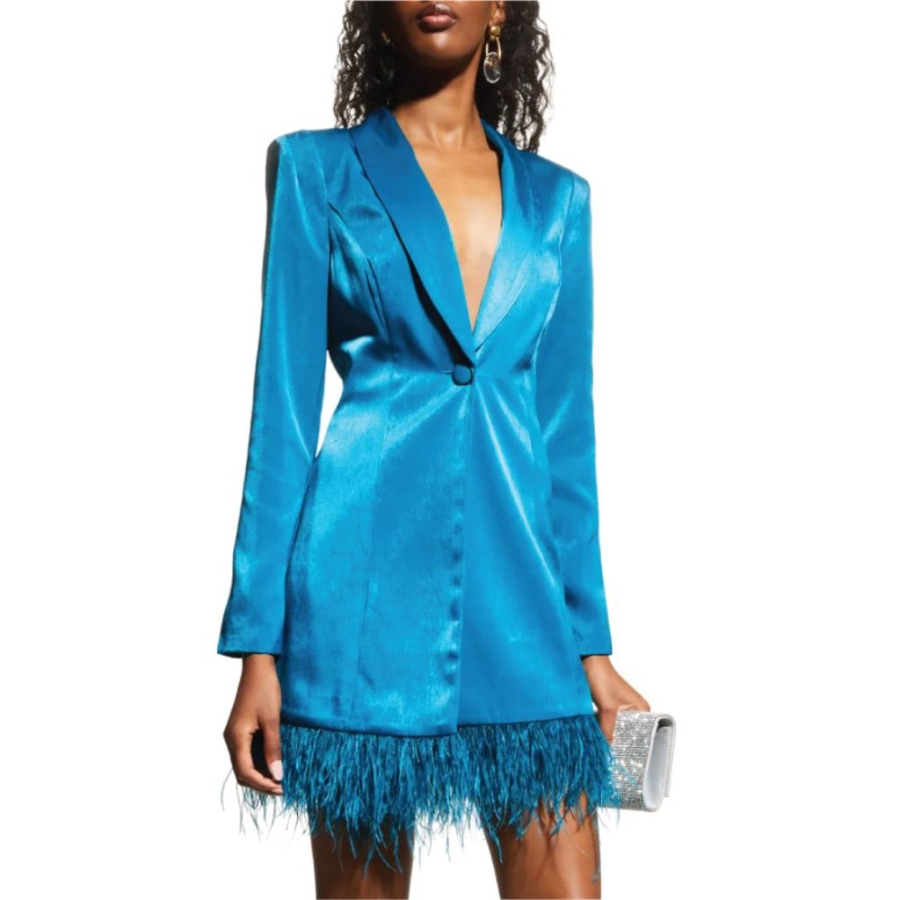 Aidan by Aidan Mattox Tuxedo Feather Trim Hem Dress--Sz 6--NEW